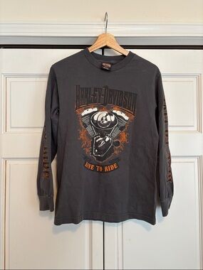 Harley-Davidson Black Long Sleeve 'Live to Ride' Engine Graphic Tee